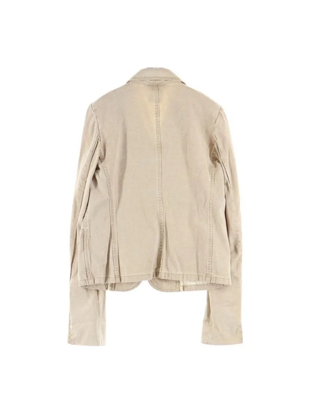 Chanel Vintage Denim Tailored Jacket CC Logo Button Beige